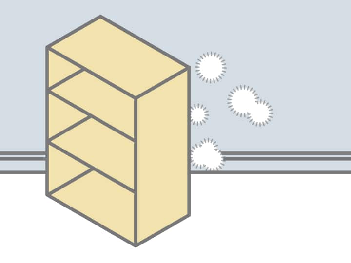 家具の裏のカビを確認するイラスト