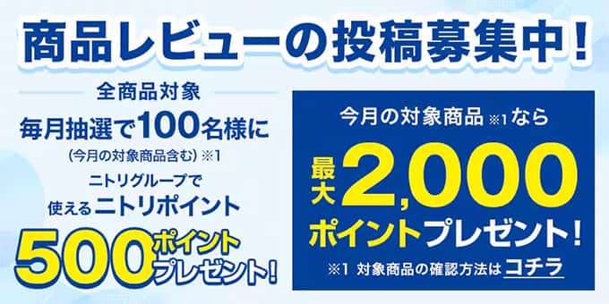 商品レビューの投稿募集中 