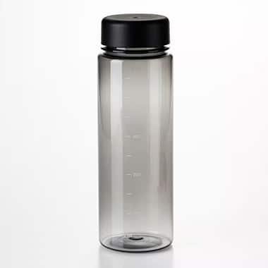 目盛り付き 常温 ウォーターボトル 500ml (ブラック) 軽量 クリアボトル 水筒