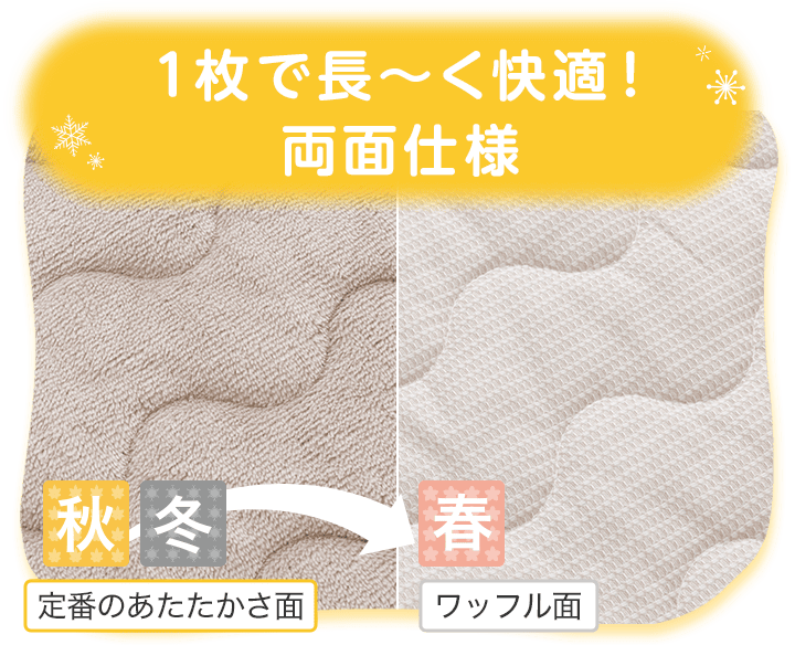 1枚で長~く快適! 両面仕様