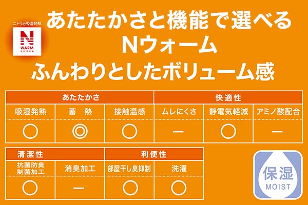 あたたかさと機能で選べるNウォーム(NウォームSP)