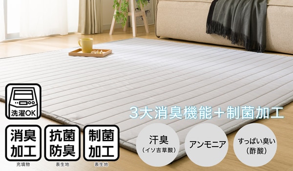 冷たさ長持ち「極」接触冷感 洗えるラグ(NクールWSP メッシュs)