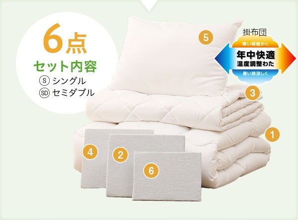 年中快適な温度調整6点セット内容