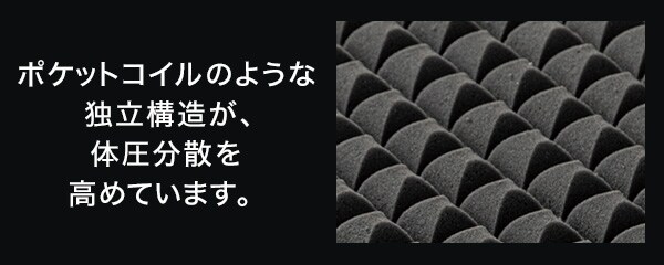 ポケットコイルのような独立構造が、体圧分散を高めています