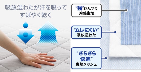 洗濯しても乾きやすい吸水速乾