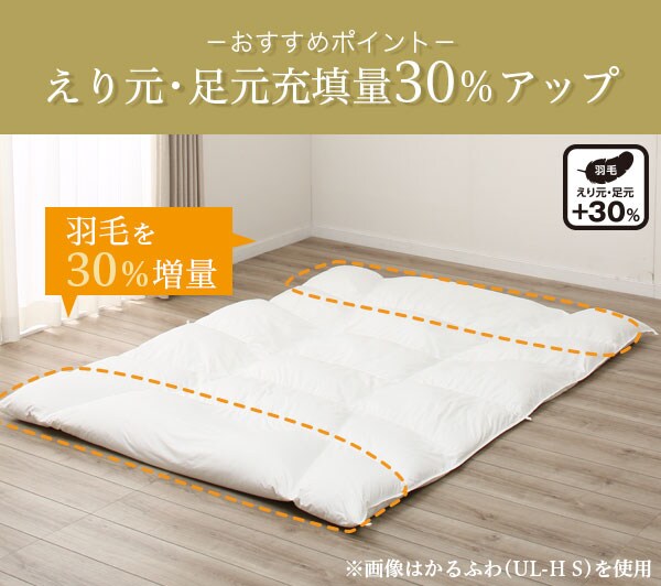 えり元と足元にたっぷり羽毛30%アップ