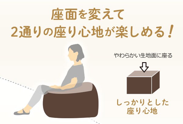 座面を変えて2通りの座り心地が楽しめる!