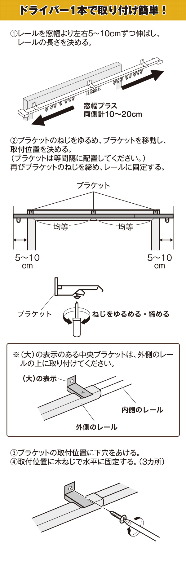 ドライバー1本で取り付け可能!