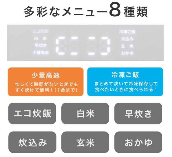 多彩なメニュー8種類