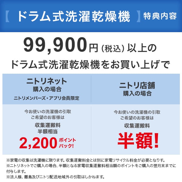 夏の感謝祭ドラム式洗濯乾燥機特典内容
