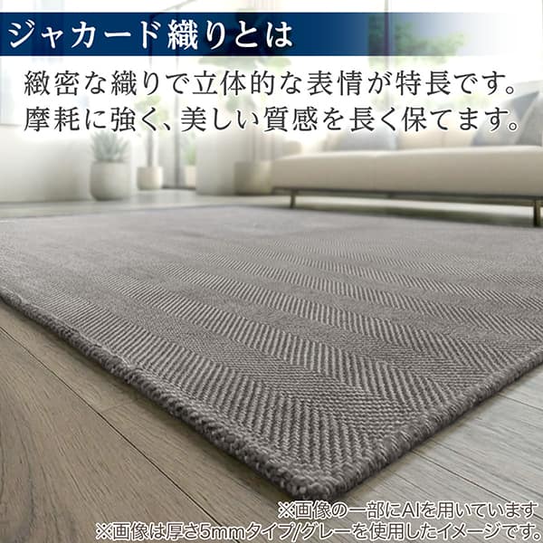 ジャカード織りは緻密な織りで立体的な表情が特長です。摩耗に強く、美しい質感を長く保てます。