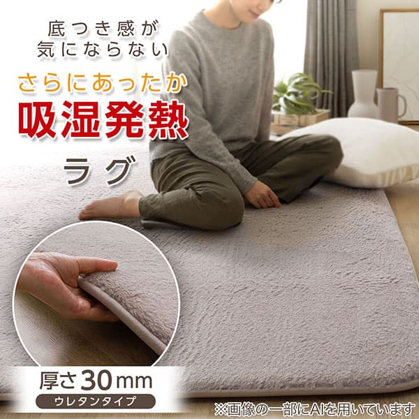 底つき感が気にならない さらにあったか吸湿発熱ラグ 厚さ30mm ウレタンタイプ