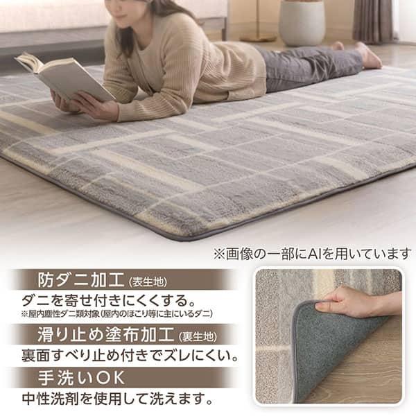 防ダニ加工（表生地）ダニを寄せ付けにくくする。※防ダニ加工はダニを寄せ付けないものではありません。 滑り止め加工（裏生地）裏面すべり止め付きでズレにくい。 手洗いOK 中性洗剤を使用して洗えます。