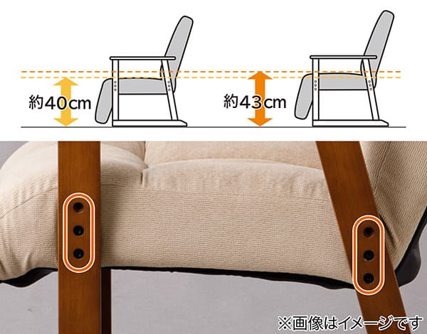 座面の高さ2段階調節