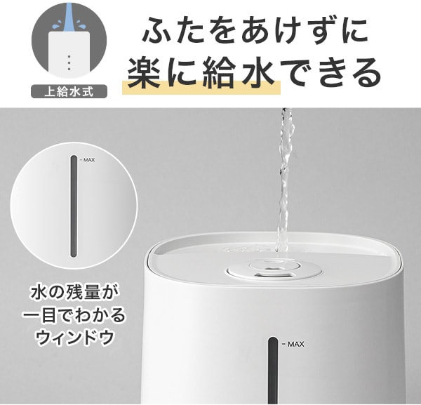 ふたをあけずに楽に給水できる