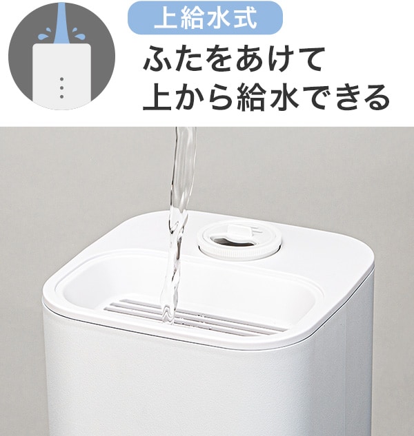 【上給水式】ふたをあけて上から給水できる
