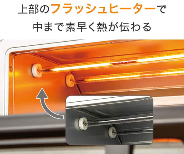 上部のフラッシュヒーターで中まで素早く熱が伝わる