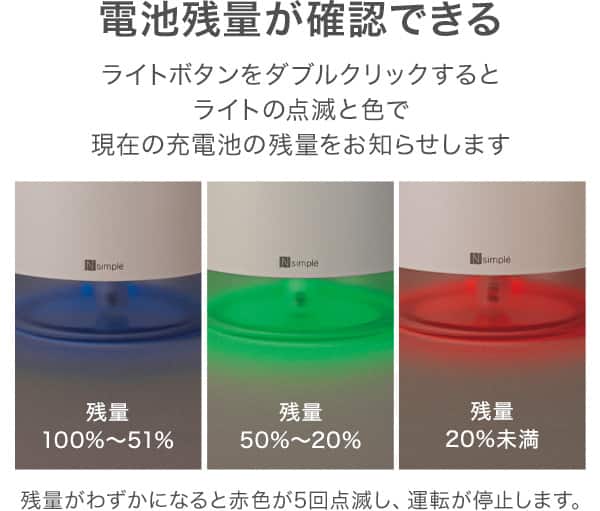 電池残量が確認できる