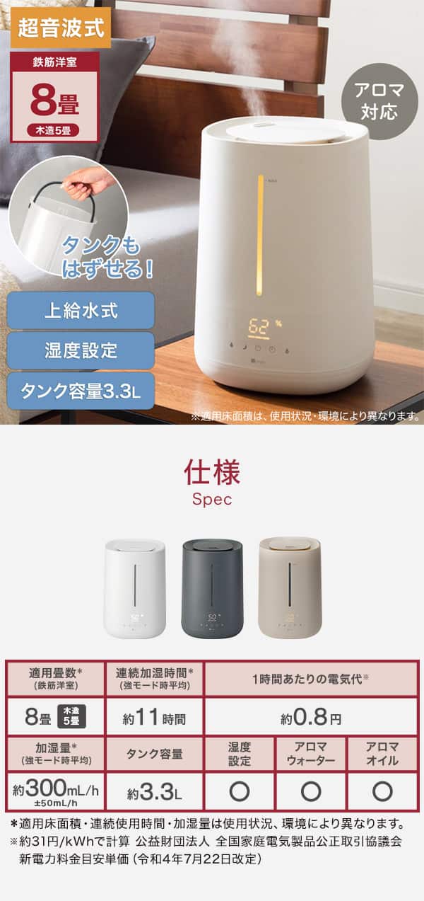 超音波式　タンクもはずせる！