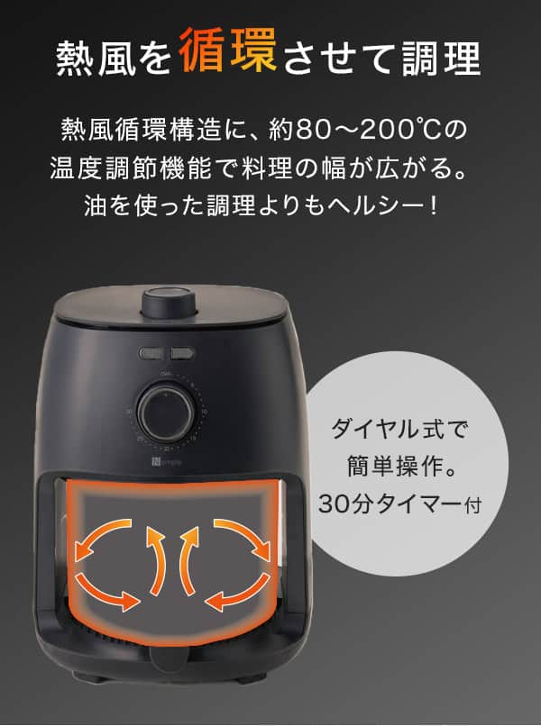熱風を循環させて調理