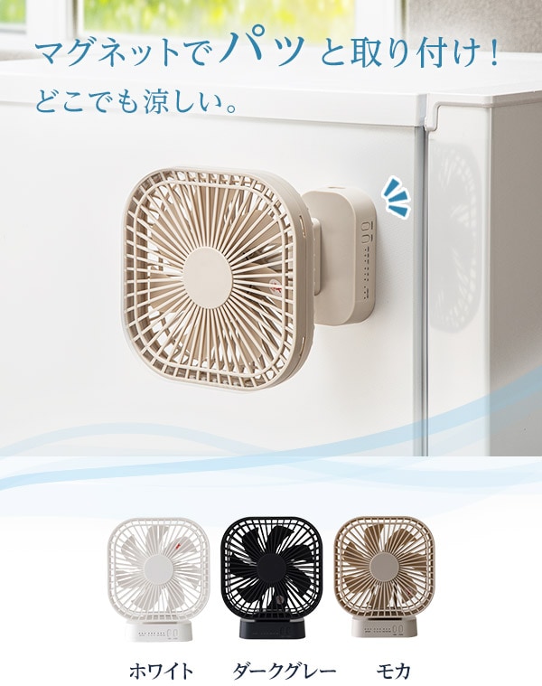 マグネットでパッと取り付け!どこでも涼しい。