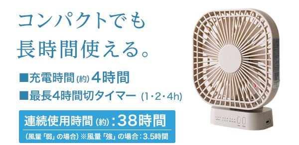 コンパクトでも長時間使える。