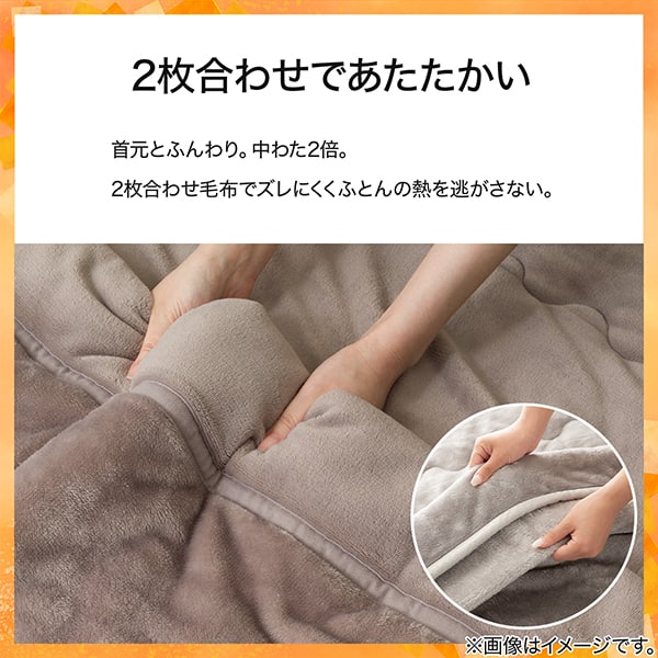 吸湿発熱 2枚合わせ毛布 ダブル(NウォームSP A2611 モカ)あったか 保温