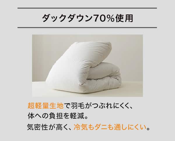 羽毛布団 スタンダード ダックダウン70％ V型立体キルト シングル(UL