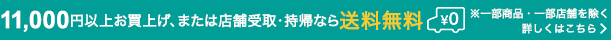 11,000円以上（税込）お買上げ、または店舗受取で送料無料（一部商品を除く）