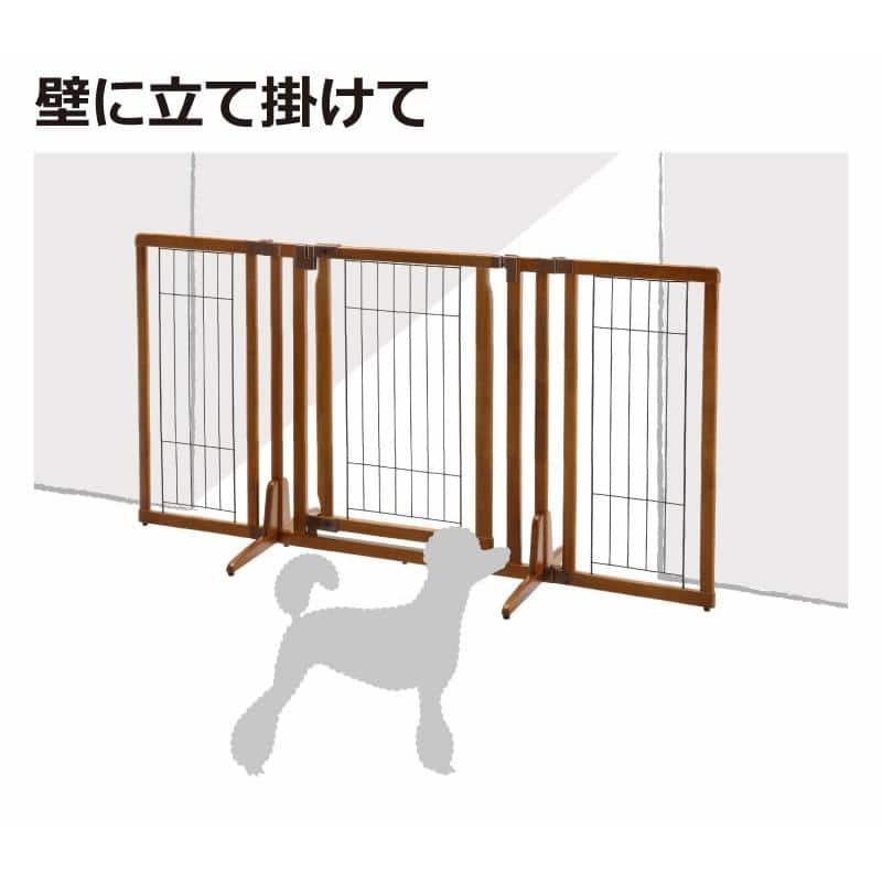 リッチェル 木製おくだけドア付ペットゲートH ワイド ブラウン